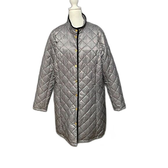 Liz Claiborne Quilted Houndstooth Coat Black Red XL Diamond Jacket - Picture 4 of 14
